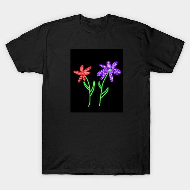 Neon Flowers T-Shirt by JustSayin